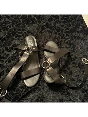 Bleecker and Bond leather ankle wrap sandals